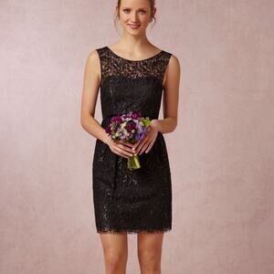 BHLDN Jenny Yoo Collection Harlow Black Metallic Lace Dress 8 NWT $295